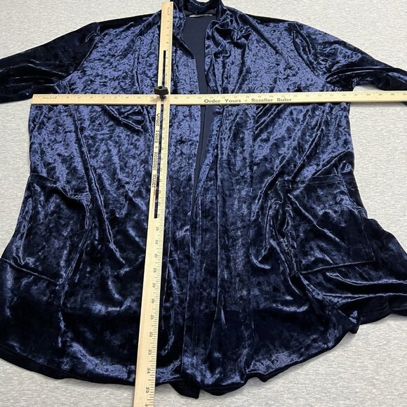 Crushed Velvet Cardigan Jacket Womens 3X Blue Whimsigoth Flowy Agnes Orinda - Picture 6 of 11